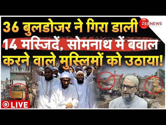 ⁣Somnath Bulldozer Action On Masjid LIVE Updates: बुलडोजर ने गिरा डाली 14 मस्जिदें, सोमनाथ में बवाल!