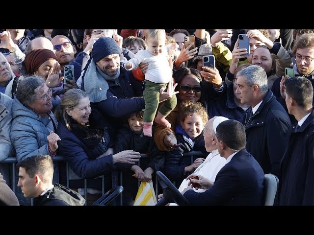 ⁣Pope Francis meets with students at Catholic University in Leuven