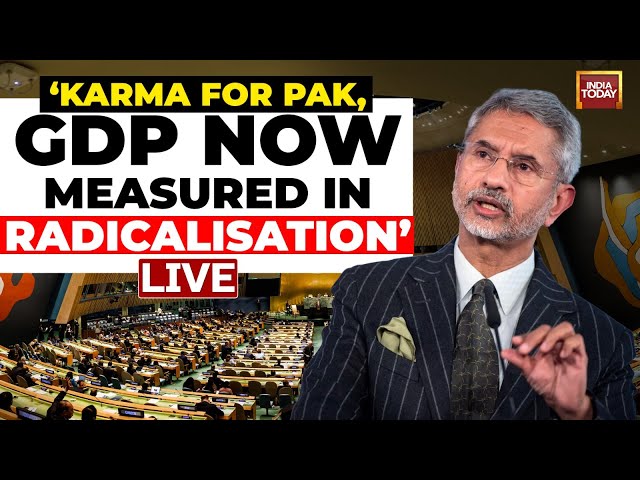 ⁣S Jaishankar Live | EAM Jaishanka’s Fiery Speech at UNGA: Calls Out Pakistan’s Radicalisation | Live