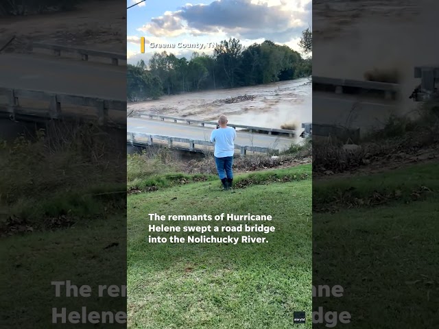 ⁣Helene floods collapse bridge in east Tennessee #Shorts