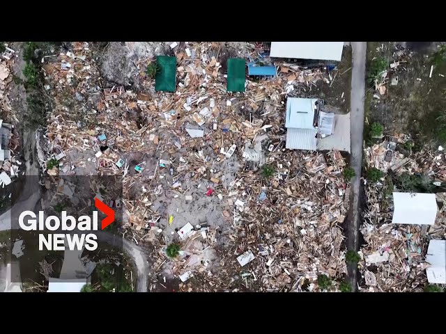 ⁣Hurricane Helene: Drone video shows path of destruction in Florida's Big Bend region