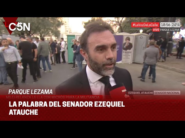 ⁣La palabra de EZEQUIEL ATAUCHE en la previa del ACTO de MILEI en PARQUE LEZAMA