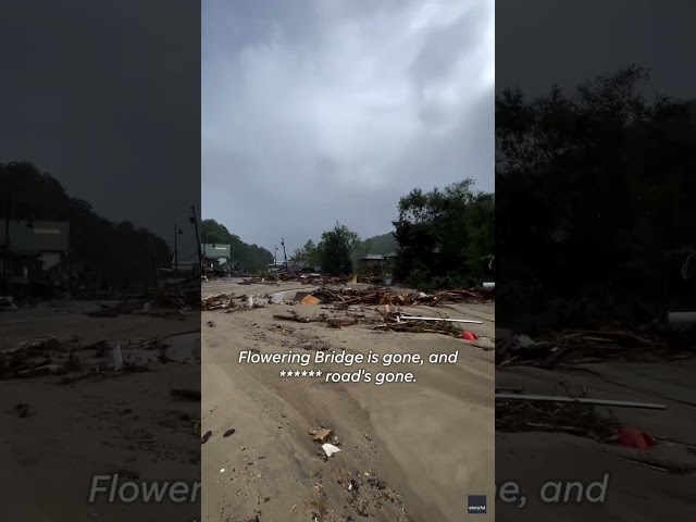 ⁣Chimney Rock flooding damage captured in North Carolina town #Shorts