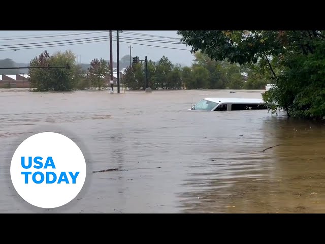 ⁣Woman escapes van amid rising Helene floodwaters | USA TODAY