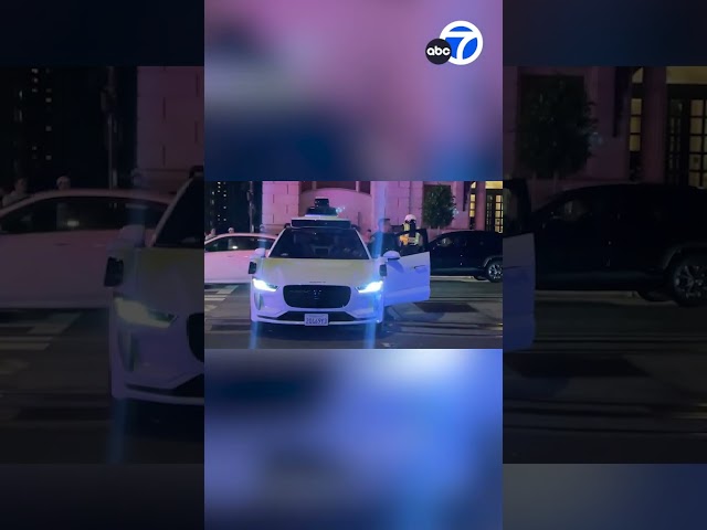 ⁣Driverless cars get stuck on Kamala Harris' motorcade route in San Francisco