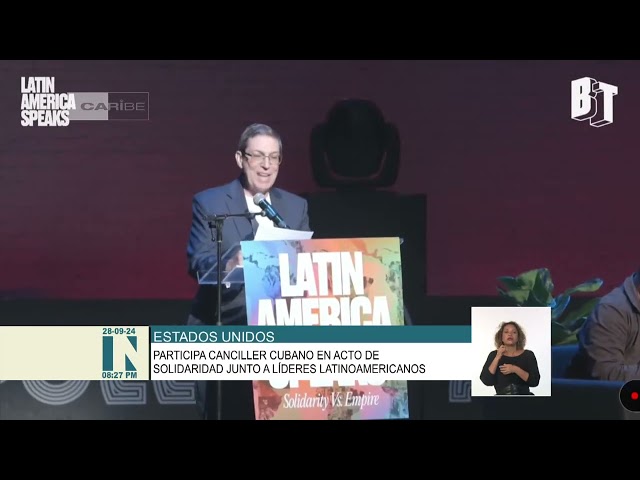 ⁣Canciller de Cuba asistió a concurrido acto de solidaridad en teatro Apollo en Harlem