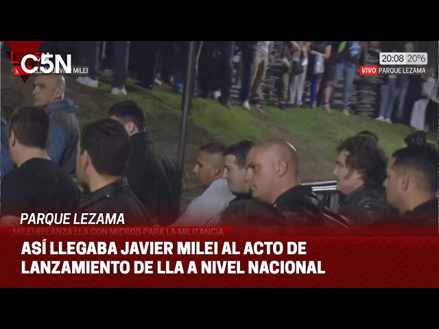 ⁣Así LLEGABA JAVIER MILEI al ACTO en PARQUE LEZAMA