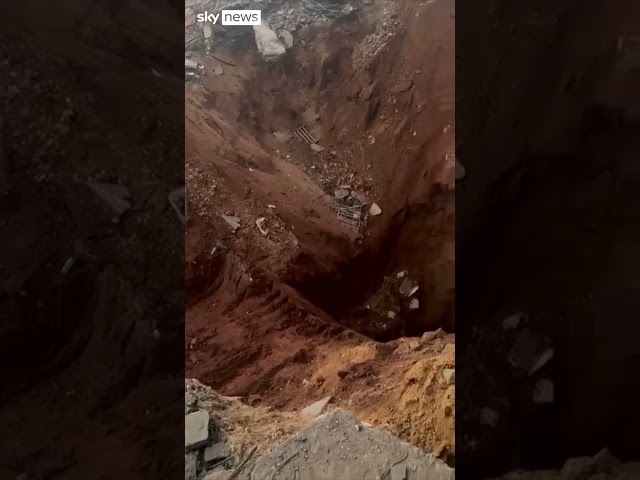 ⁣Video shows blast site of Hezbollah Headquarters