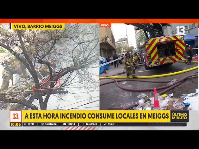 Incendio en Santiago: Evacuan locales en barrio Meiggs