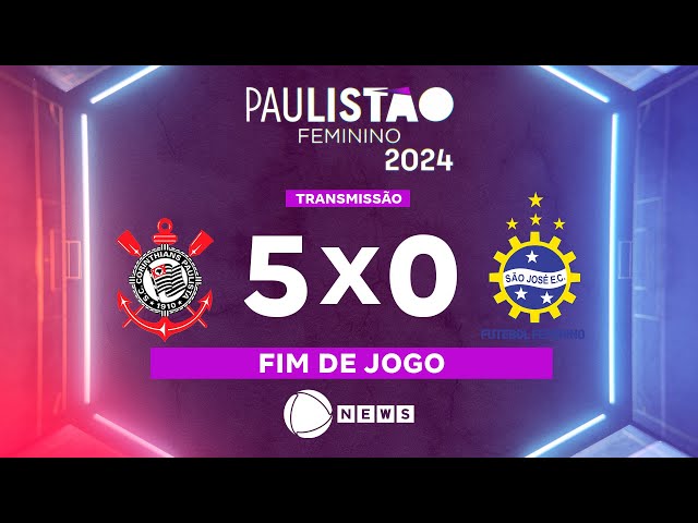 ⁣AO VIVO | Paulistão Feminino Sicredi: Corinthians 5 x 0 São José na Record News - 29/09/2024