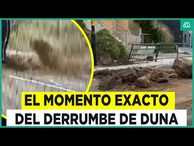 ⁣Duna cae en calle de Viña del Mar: Derrumbe es a solo metros de socavones