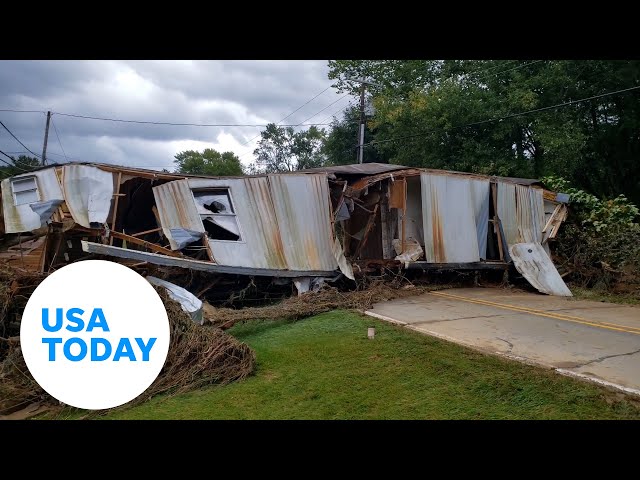 ⁣Swannanoa, NC trailer houses block roads in flooding aftermath | USA TODAY