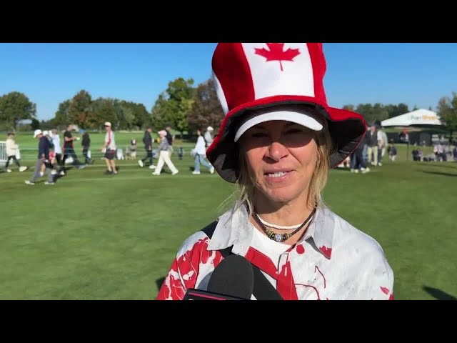 ⁣Fans at the Royal Montreal cheering on golf's best at Presidents Cup