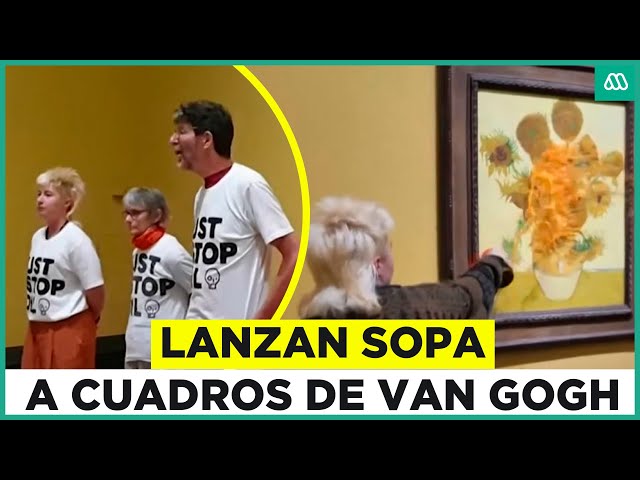 ⁣Lanzan sopa a cuadros de Van Gogh en Londres: Tres activistas fueron arrestados