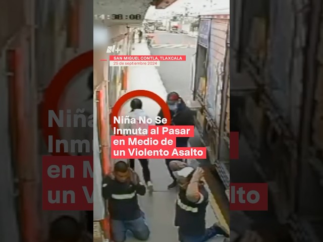 ⁣Niña no se inmuta al pasar en medio de un violento asalto a repartidores de cerveza - N+ #shorts