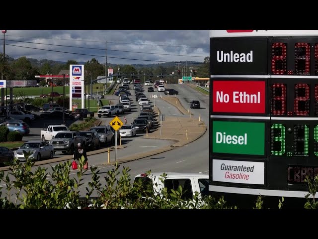 ⁣North Carolinians face long lines for gas after Helene flooding | USA TODAY