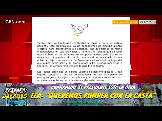 ⁣LLA publicó un comunicado tras su lanzamiento a nivel nacional: "QUEREMOS ROMPER CON LA CASTA&q