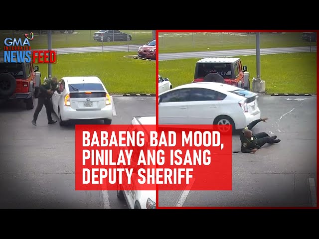 ⁣Babaeng bad mood, pinilay ang isang deputy sheriff | GMA Integrated Newsfeed