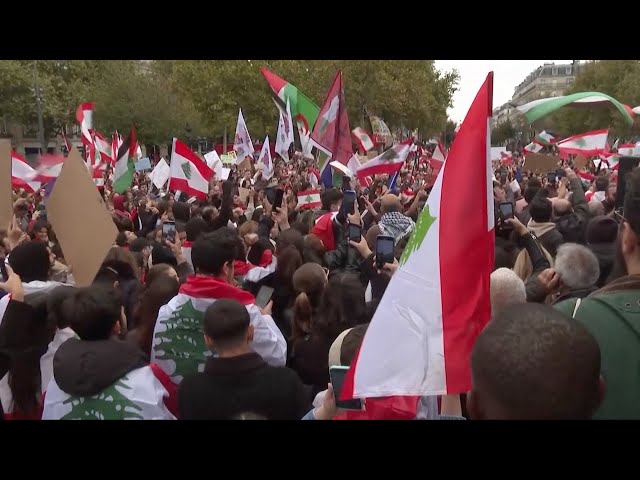 ⁣Protesters take to Paris streets calling for end to strikes on Lebanon