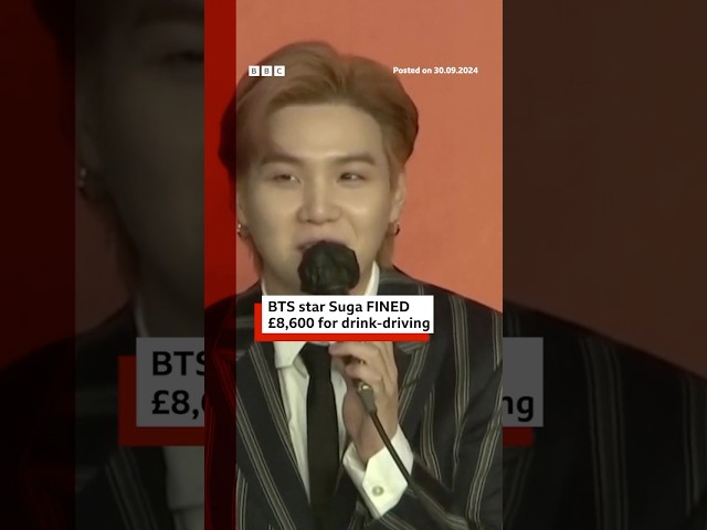 ⁣BTS star Suga fined £8,600 ($11,500) for drink-driving. #BTS #KPop #BBCNews