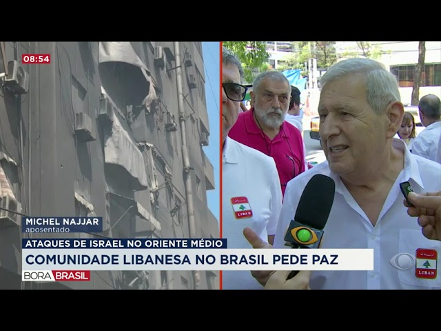 ⁣Libaneses no Brasil fazem ato pelo fim dos ataques israelenses no Oriente Médio