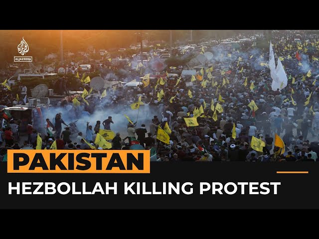 ⁣Clashes as Pakistanis protest over Hezbollah leader’s killing | AJ #shorts