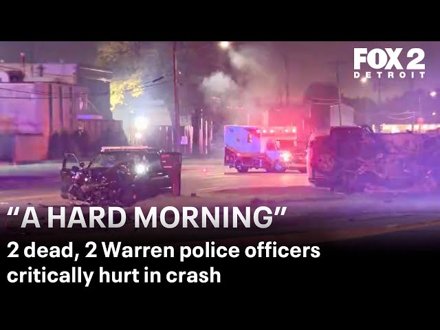 ⁣2 people killed, 2 Warren police critically hurt in crash