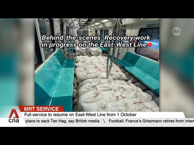 ⁣East-West Line MRT services to resume fully tomorrow, westbound trains to run at slower speeds