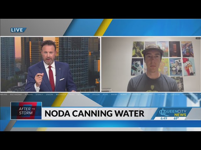 NoDa Brewing canning water to send to Western NC