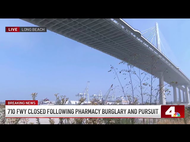 ⁣710 Freeway closed in Long Beach after pharmacy burglary pursuit