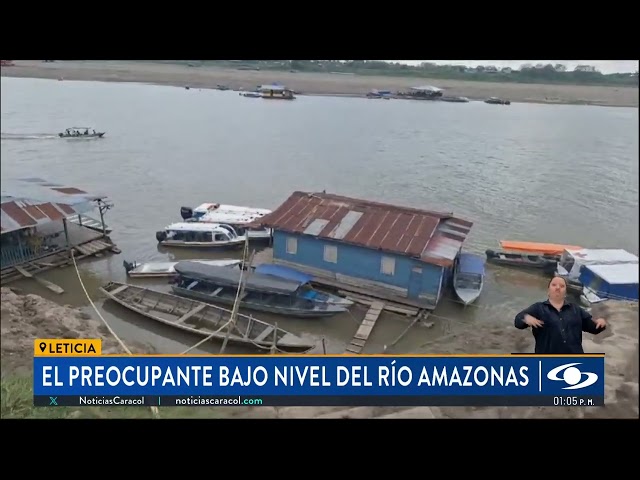 ⁣Preocupante nivel del río Amazonas: las embarcaciones están inmovilizadas