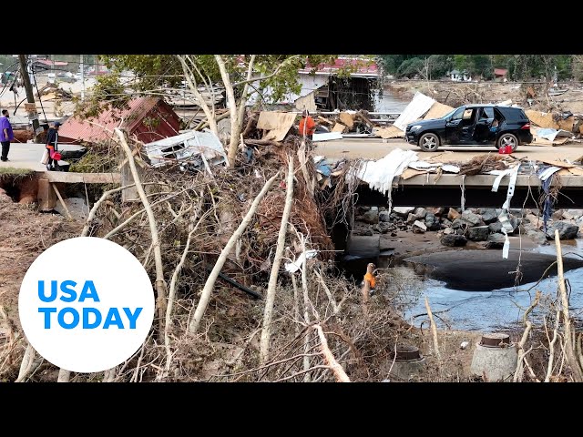 ⁣Drone captures Helene aftermath in Asheville, North Carolina | USA TODAY