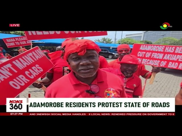 ⁣Adamorobe residents protests state of roads