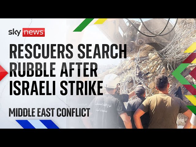 ⁣Search and rescue operation after Israeli airstrike near Sidon | Israel-Hezbollah conflict