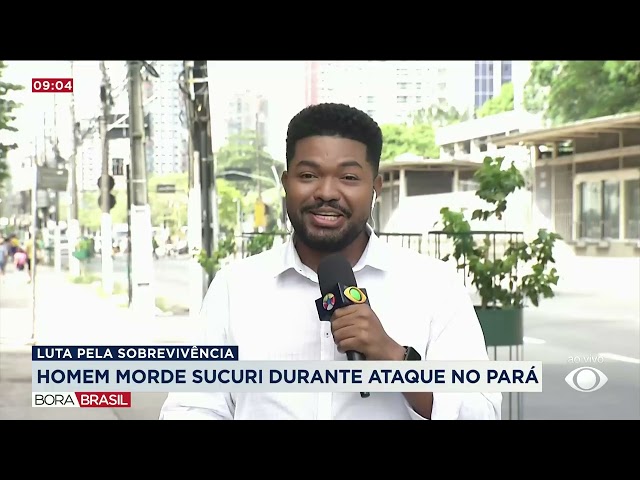 ⁣Homem morde sucuri durante ataque no Pará