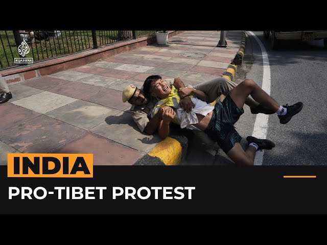 ⁣Indian police detain pro-Tibet protesters outside China embassy | AJ #shorts