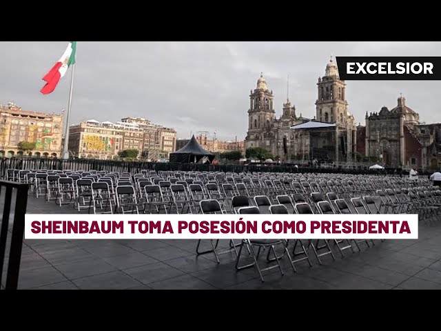 Zócalo de la CDMX está listo para el primer mensaje de Sheinbaum como Presidenta