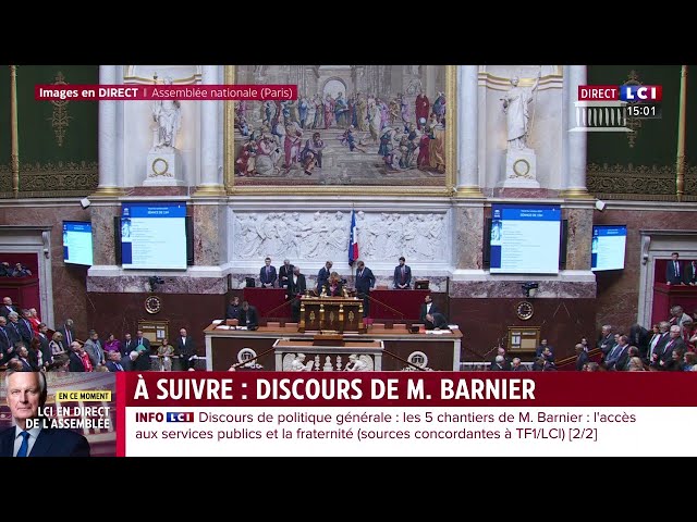 ⁣ Suivez en direct le discours de politique générale de Michel Barnier