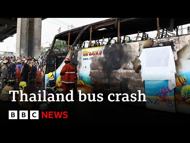 ⁣At least 23 people including children die in Thailand bus crash | BBC News