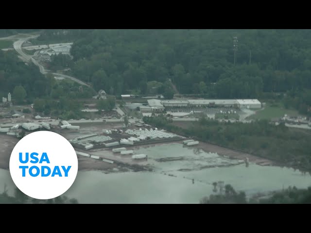 ⁣Aerial view of Helene's destruction in North Carolina | USA TODAY