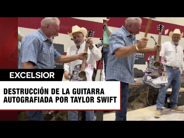 Hombre compra y destruye guitarra firmada por Taylor Swift