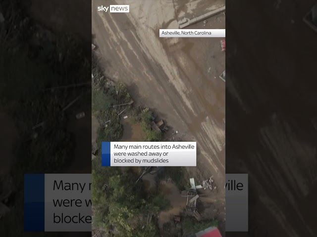 ⁣Moment mudslide sweeps through North Carolina homes