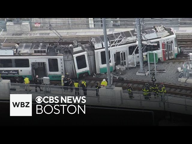 ⁣Passengers evacuated after Green Line derailment in Cambridge