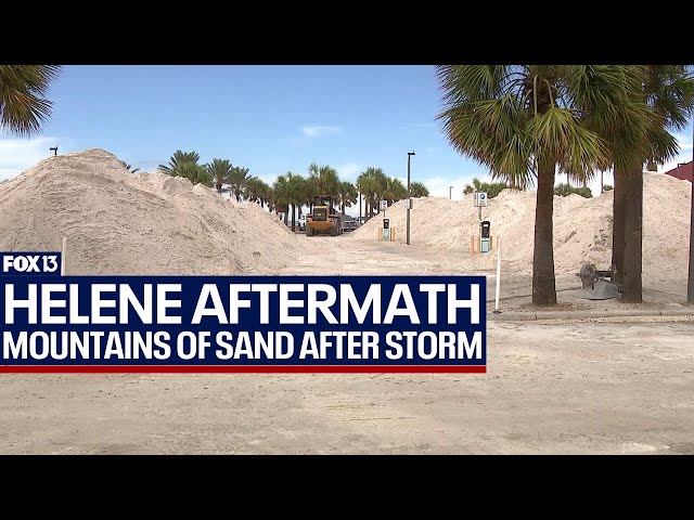 ⁣Sand removal process begins after Hurricane Helene