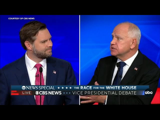 ⁣VP Debate: Tim Walz and JD Vance spar over Springfield, Ohio