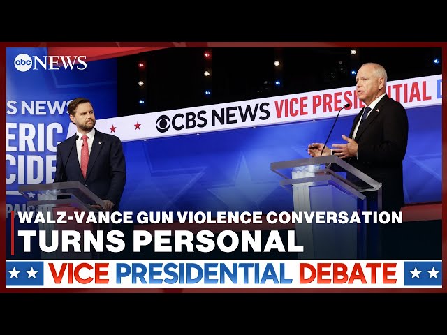 ⁣VP Debate: Gun violence conversation turns personal