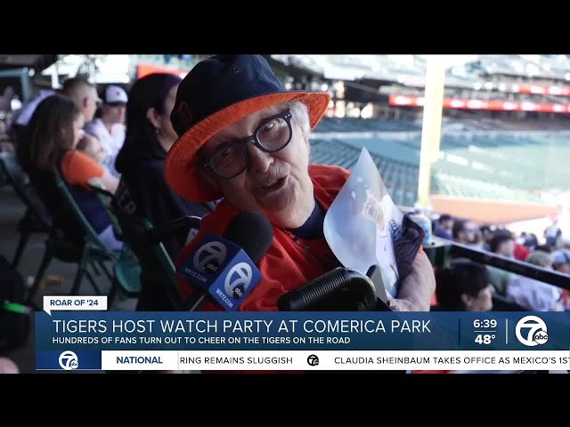 ⁣Tigers host watch party at Comerica Park