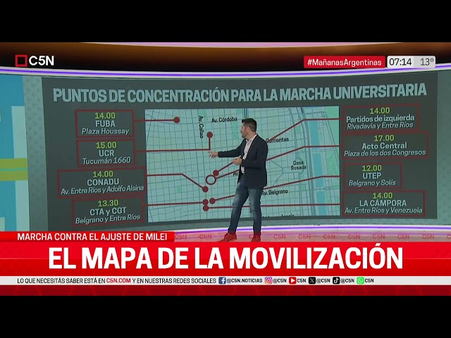 ⁣MARCHA UNIVERSITARIA: CÓMO es el MAPA de la MOVILIZACIÓN