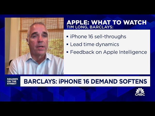 ⁣Barclays' Tim Long: We anticipate soft demand for iPhone 16