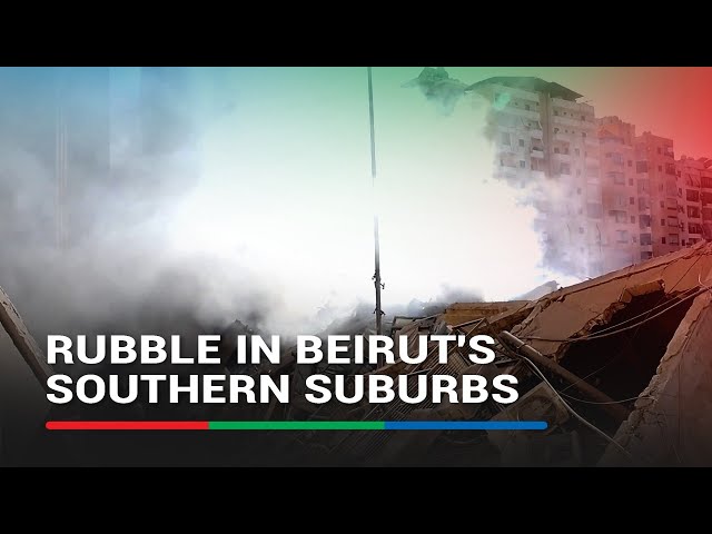 ⁣Smoke rises from rubble after Israeli airstrikes on Beirut's southern suburbs | ABS-CBN News